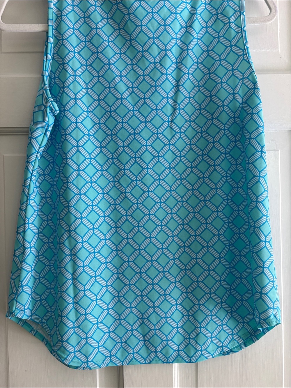 Jude Connally Aqua Blue Geometric V-Neck Sleeveless Top - Picture 2 of 4